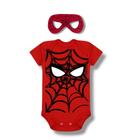 2 Peças - Body + Máscara Homem Aranha Fantasia Menino Bebê