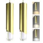 2 Pendente Dourado Cilindrico Acrilico Led Cabeceira Bet25 - Acienda