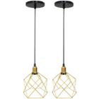 2 Pendentes Aramado Cálice Luminária Lustre Luxo Teto Retrô Vintage Balcão Agp Ilumini Industrial