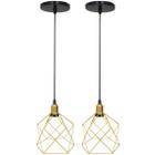 2 Pendentes Aramado Cálice Luminária Lustre Luxo Teto Retrô Vintage Balcão Agp Ilumini Industrial