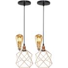 2 Pendentes Aramado Cálice Luminária Lustre Retrô Balcão + 2 Lâmpadas Led ST64 Vintage Teto