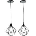 2 Pendentes Aramado Diamante Cabo 1,5 Mt Luminária Lustre P Industrial Teto Retrô Balcão Agp Ilumini