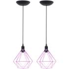 2 Pendentes Aramado Diamante Luminária Lustre P Teto Retrô Vintage Industrial Balcão Agp Ilumini