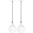 2 Pendentes Aramado Esfera Balonê Branco Lustre Luminária Teto Regulável Sala Cozinha Industrial Agp