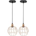 2 Pendentes Aramado Globo Luminária Lustre Luxo Teto Retrô Vintage Balcão Agp Ilumini Industrial