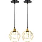 2 Pendentes Aramado Globo Luminária Lustre Luxo Teto Retrô Vintage Balcão Agp Ilumini Industrial