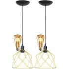 2 Pendentes Aramado Teto Cálice Luminária Lustre Retrô Balcão + Lâmpada Led ST64 Vintage - Agp Ilumini/Gmh Tr