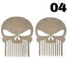 2 Pentes Para Bigode E Barba Modelo 04 Caveira Cor Bege Mdf