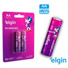 2 Pilhas Bateria AA 2500mAh 1.2V Recarregavel Elgin