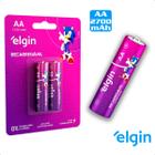 2 Pilhas Bateria AA 2700mAh 1.2V Recarregavel Elgin