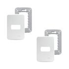 2 Placa Espelho 4x2 1 Mod Branca Miluz S3B77110 Com Suporte