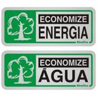 2 Placas de Alumínio Auto-Adesiva 5x12cm Economize Energia / Economize Água - 900 BB - SINALIZE