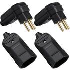 2 Plug Plugue Macho 3 Pinos 90 Graus 10a + 2 Tomada Femea 3 Pinos 20a 180 Graus Preto