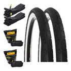 2 Pneu Kenda Faixa Branca Slick 26x1.95 + 2 Câmaras Pirelli Cor Preto/branco