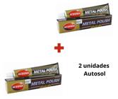 2 Polidores de Metais Autosol Cromado, Alumínio, Aço Inox, Cobre, Níquel, Ouro, Prata - 75ml