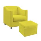 2 Poltronas Almofadada Alya Com Puff Quasar Sued Amarelo Aradecor