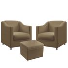 2 Poltronas Alya com Puff Quasar Sued Capuccino Aradecor