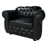 2 POLTRONAS CHESTERFIELD CAPITONE IMPERATRIZ - CORANO PRETO / sala - recepção - barbearia - decoração -TV