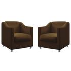 2 Poltronas Decorativa Tila Área Gourmet Suede Tabaco - Kimi Design