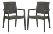 2 Poltronas Milano Cinza Vime Rattan Sintetico Jardim