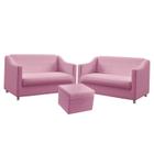2 Poltronas Namoradeira Alya com Puff Quasar Sued Rosê Aradecor