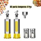 2 Porta Azeite/Condimento Líquido e 2 Porta Temperos Feitos em Aço Inoxidável e Vidro