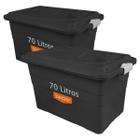 2 Porta Ração e Isca até 60kg Pote Caixa Container Organizadora 70 L Até 4 Sacos de 15 Kg Reforçada Trava Segurança