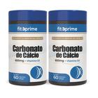 2 Pote Carbonato De Cálcio 600 + Vitamina D3 60 Cápsulas Fitoprime