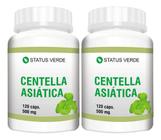 2 Potes Centella Asiatica 100% Pura Status Verde - Kit 240 Cápsulas de 500mg