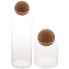 2 Potes De Vidro Multiuso Mantimentos Tampa Em Esfera 510ml + 1,3 Litros - Lyor