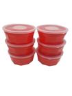 2 Potes Oitavados C/Tampa Marmita Sobremesa 700 Ml Vermelho - Dehaus