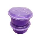 2 Potes Organizador Redondo Cozinha 700Ml Com Tampa Roxo