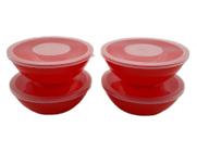 2 Potes Redondo Com Tampa Marmita Sobremesa 600 Ml Vermelho