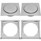 2 Ralos Click Inteligente Em Inox 15x15 Cm + 2 Porta Grelha