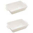 2 Refratários Porcelana Com Alça Basic Branco 33,5x5x21cm