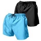 2 Short Tactel Moda Praia Masculino Bermuda Lisa Secagem Rápida