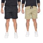 2 shorts masculino sarja curta rt com ajuste de cordao