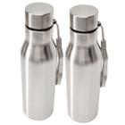 2 Squeeze Garrafa Aço Inox Escovado 600ml Trilha Academia - Squezze Plus