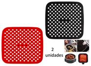 2 Tapete Protetor Silicone Quadrado Air Fryer Fritadeira 18,5 cm