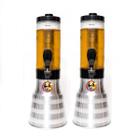 2 Torre Chopp Beer 2 Litros Com Alça + 4 Refil Prata Duff