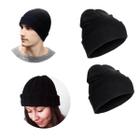 2 Toucas Gorro Lã Preta Feminina Masculina Frio E Inverno