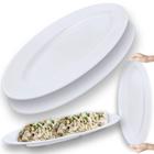 2 Travessas Oval 60 Cm Pratos para Buffet Restaurante Cozinha Melamina Premium Profissional Branca Rasa Bestfer