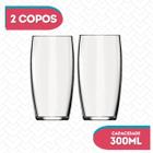 2 UN Copos Oca Vidro Transparente Redondo 300ml Durável Nadir