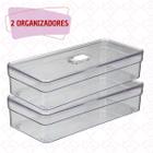 2 Un Organizador Porta Ovos Com Tampa Acrilico Retangular