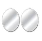2 Und Espelho Oval Pequeno Plástico Branco Decoração 20X16Cm