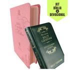 2 Unidades Bíblicas Sendo: 1 Bíblia de Estudos da Mulher Rosa com Flores Versão Transformadora + 1 Devocional dia a dia com Billy Graham