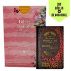 2 Unidades Bíblicas Sendo: 1 Bíblia de Estudos Feminina Versão Transformadora Capa Rosa Flores Flexível + 1 Livro Devocional dia a dia com Spurgeon