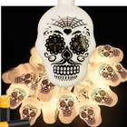 2 Varal Cordão Luminoso Caveira Mexicana 10 LED Decoração - Inter