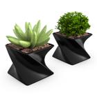 2 Vasos Cachepot Suculenta Ervas Flor Decora Twist - Pp58