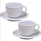 2 Xícara Caneca com Pires Branco Kit em Melamina 200ml